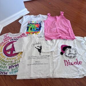 BUNDLE Lot of 5 Pink White Girl's Kid's Children's Sz Xs-M T Shirts Tops